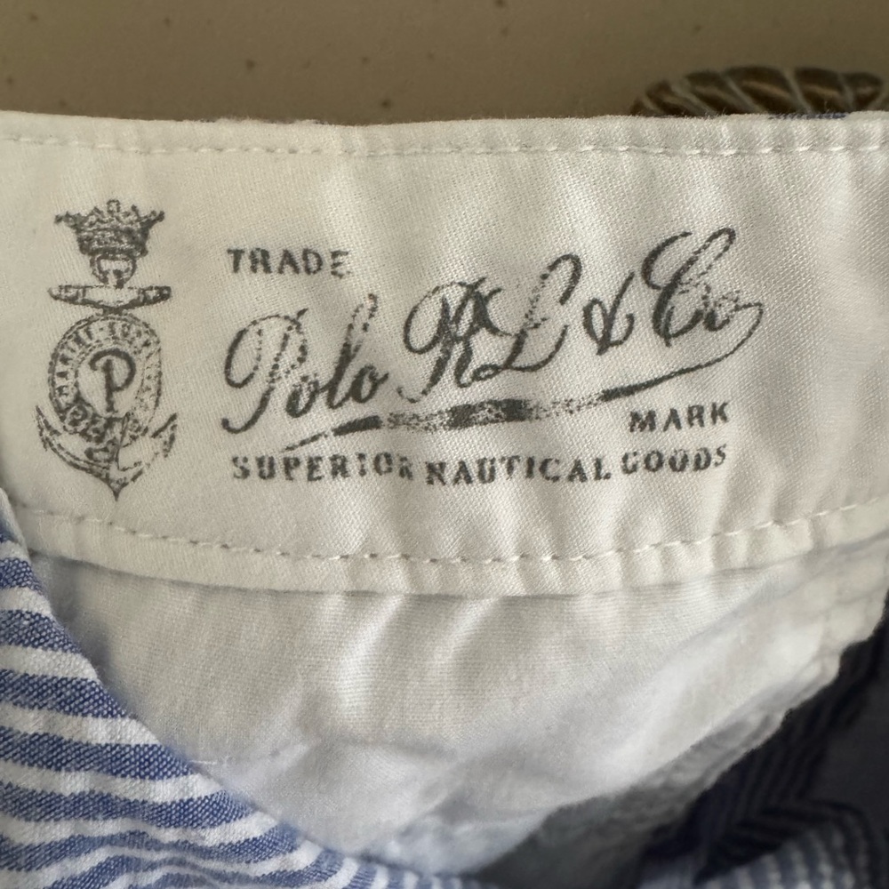 Ralph Lauren Blue and White Striped Polo Shorts seersucker 3” inseam - Picture 6 of 8